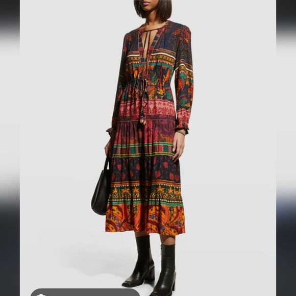 FARM Rio Mixed Patchwork Midi Dress Size S - Picture 6 of 6